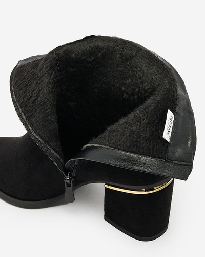 Royalfashion Черни дамски ботуши на ток Estrate