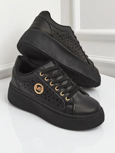 Aurelia Nero - Черна платформа Royalfashion от еко кожа, модел LH201-8