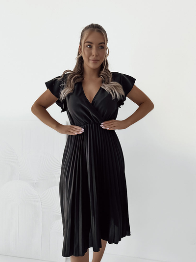 Royalfashion Дамска плисирана миди рокля