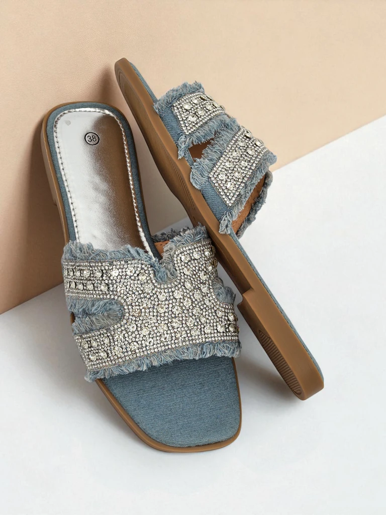 Royalfashion Дамски чехли с камъни CrystalEase