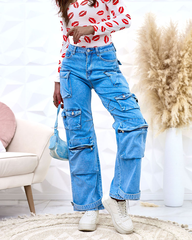 Royalfashion Дамски широки бойни панталони