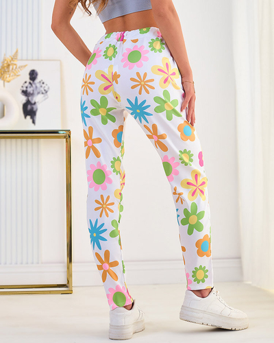 Royalfashion Дамски панталон от плат с флорални мотиви