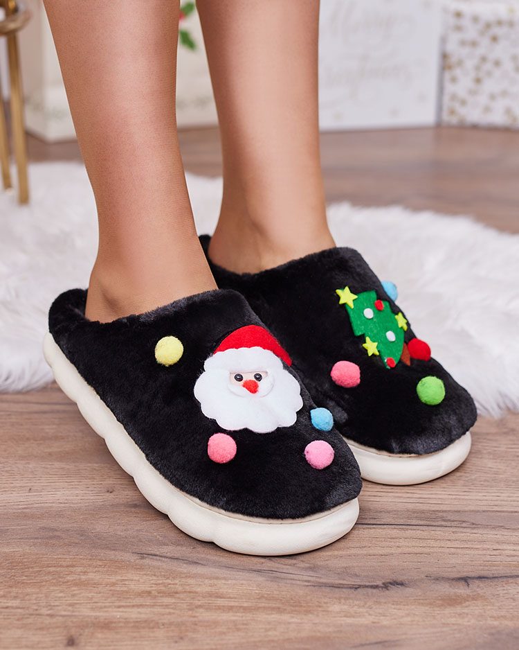 Royalfashion Коледни дамски чехли в черно Fertemse