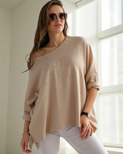 Royalfashion Дамска блуза от вискоза с букви от камъни