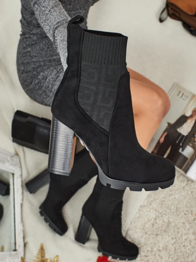 Дамски боти до глезена от еко велур на ток Vansoria