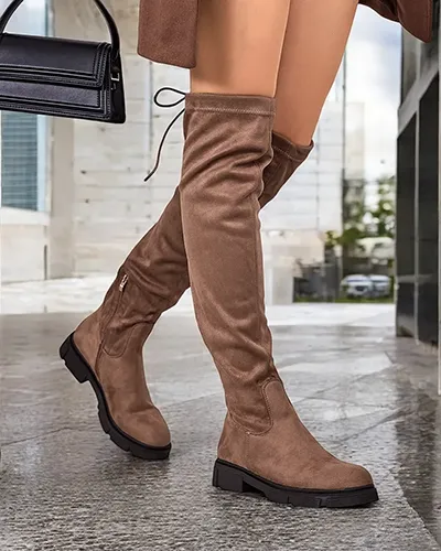 Royalfashion Дамски ботуши до коляното с приплъзване Robus