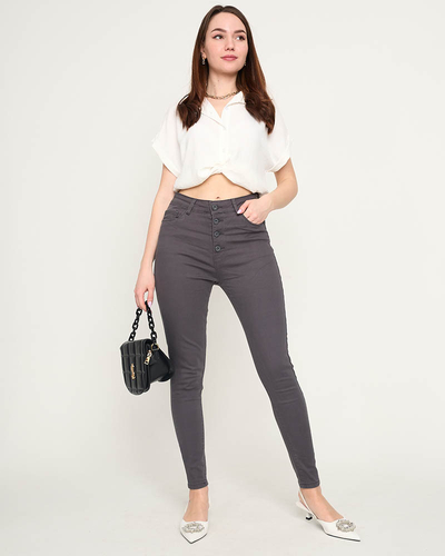 Ciemnoszare jeansy damskie rurki - Odzież