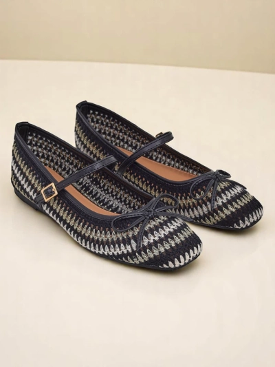 Royalfashion дамски плетени балеринки с каишка Vanot