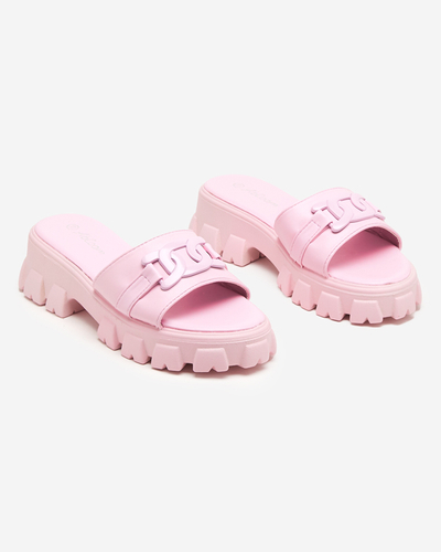 OUTLET Fioletowe klapki damskie na grubszej podeszwie Inza- Obuwie