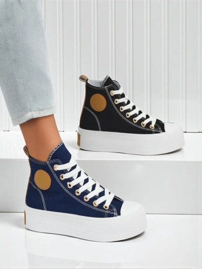 Adelina Capri Тъмносини Дамски Маратонки на Равна Платформа 4,5 см