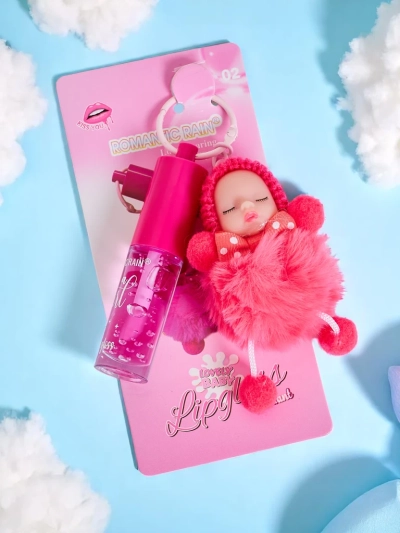 Гланц за устни за деца с кукла Фуксия