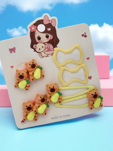 Комплект фиби за коса с мечета и мотиви с панделки