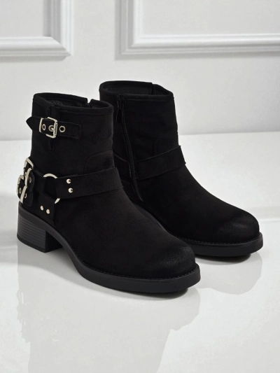 Дамски боти от еко велур с катарами Valtos