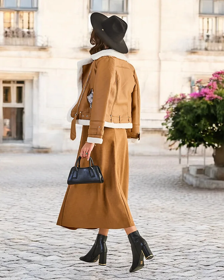 Дамска миди пола на Royalfashion от естествена материя