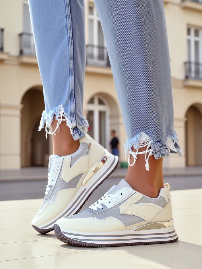 Royalfashion Дамски маратонки с брокат Borovis