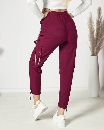 Дамски бойни панталони с цепка в кестеняв цвят- Облекло