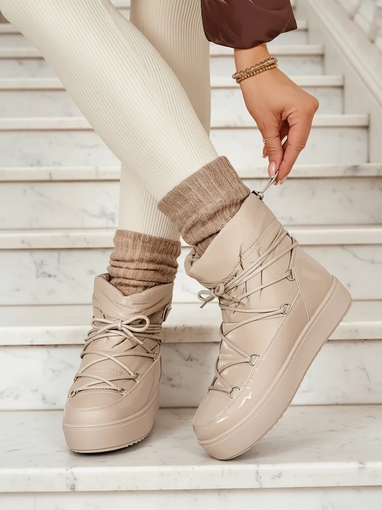 Royalfashion Дамски ботуши a'la snow boots в светлокафяво Vevnose