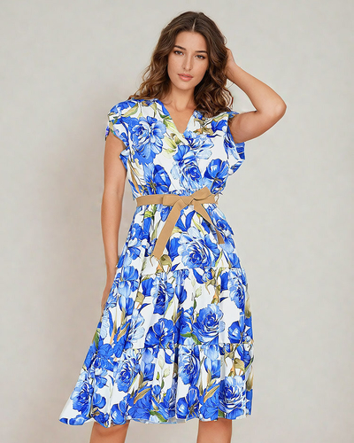 Royalfashion Дамска миди рокля с флорални мотиви