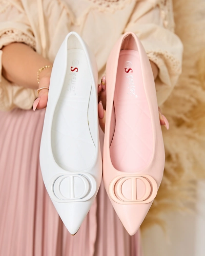 Royalfashion Сини дамски балерини със заострен връх и украса на носа Manixy