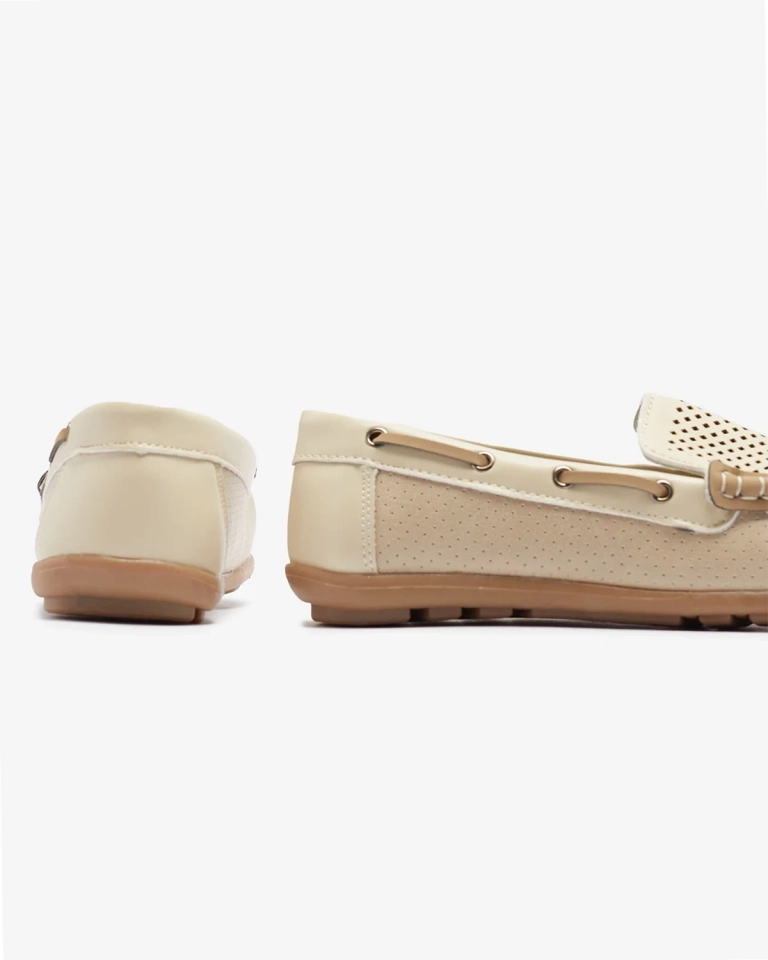 Ажурни детски мокасини в бежово Neddax - Обувки