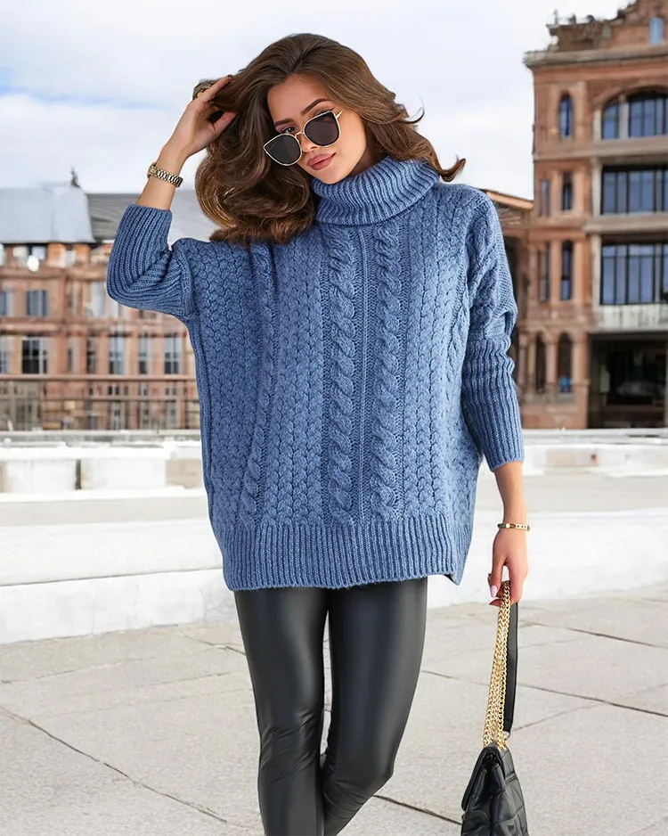 Royalfashion Дамски пуловер с волан