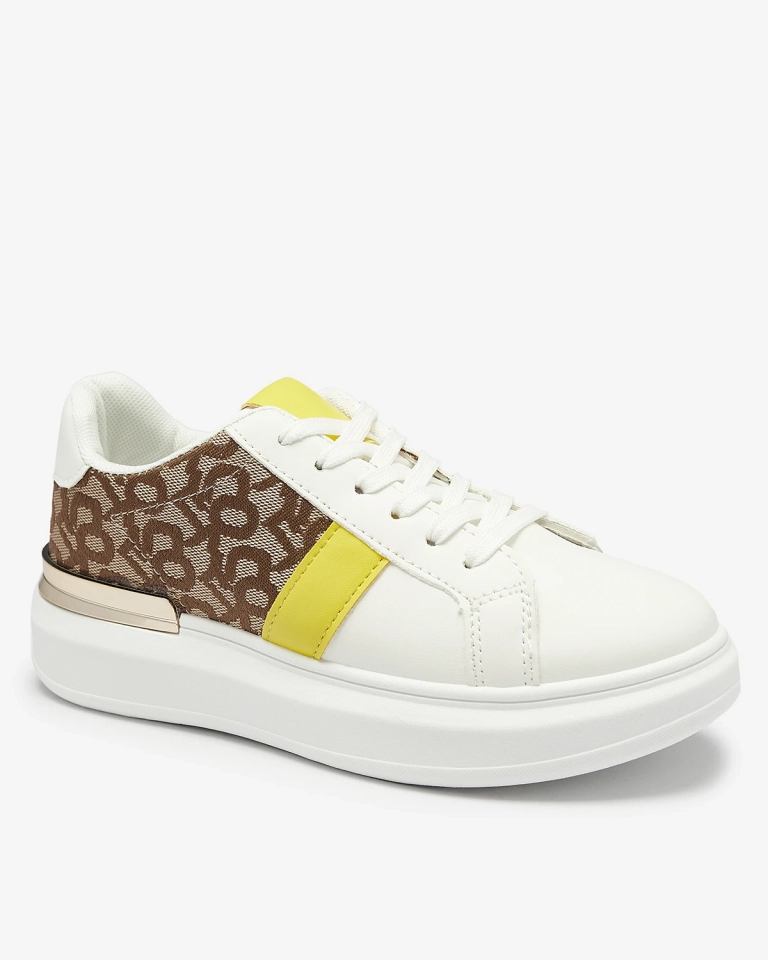 Royalfashion Бели и кафяви дамски спортни обувки Mlysio