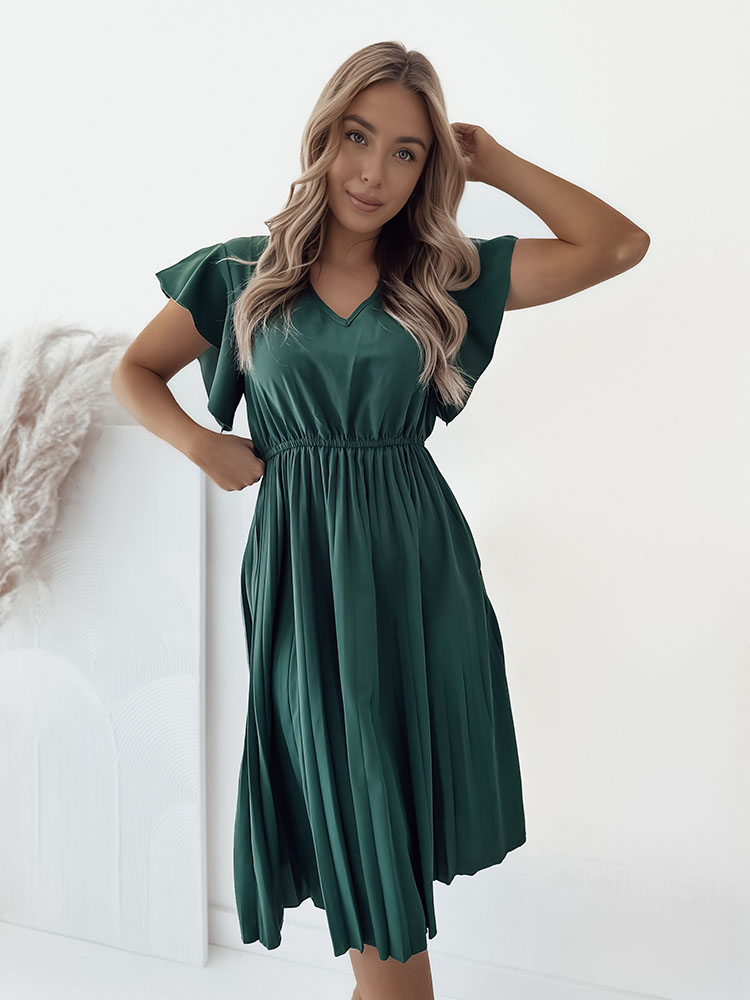 Royalfashion Дамска плисирана миди рокля