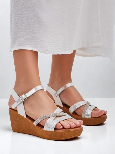 Royalfashion дамски сандали на платформа с камъни и блясък Eclat