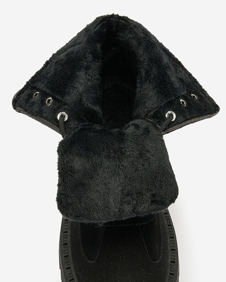 Royalfashion Черни дамски ботуши Macnev с връзки