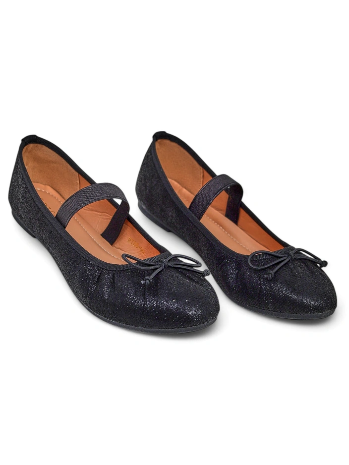 Royalfashion Блестящи дамски балетни обувки с панделка и еластична лента Safte