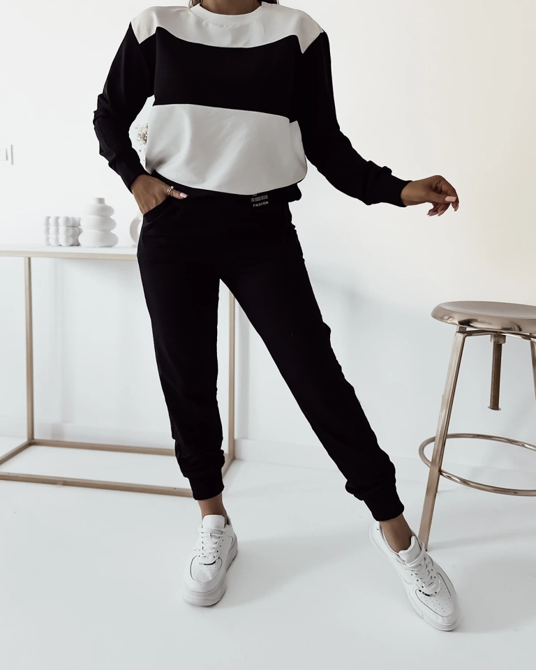 Royalfashion Черен дамски раиран потник