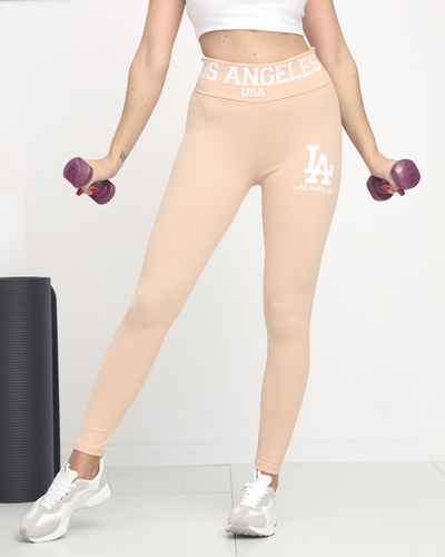 Дамски пудран рипсен клин с бели надписи - Clothing