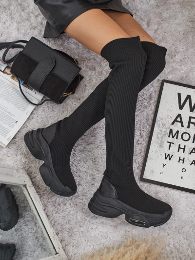Дълги дамски ботуши с дебела подметка Ravmora