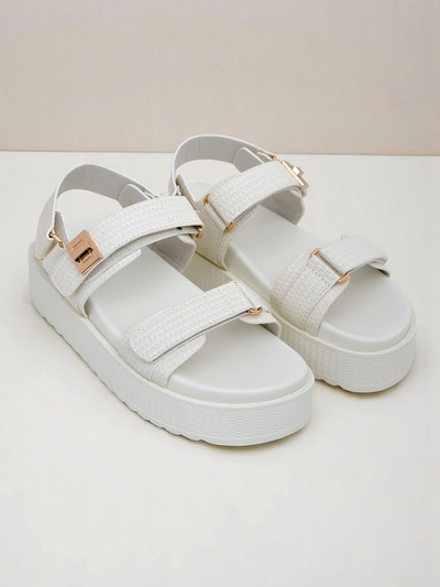 Royalfashion Kallisto – Бели дамски сандали на платформа, екологична кожа