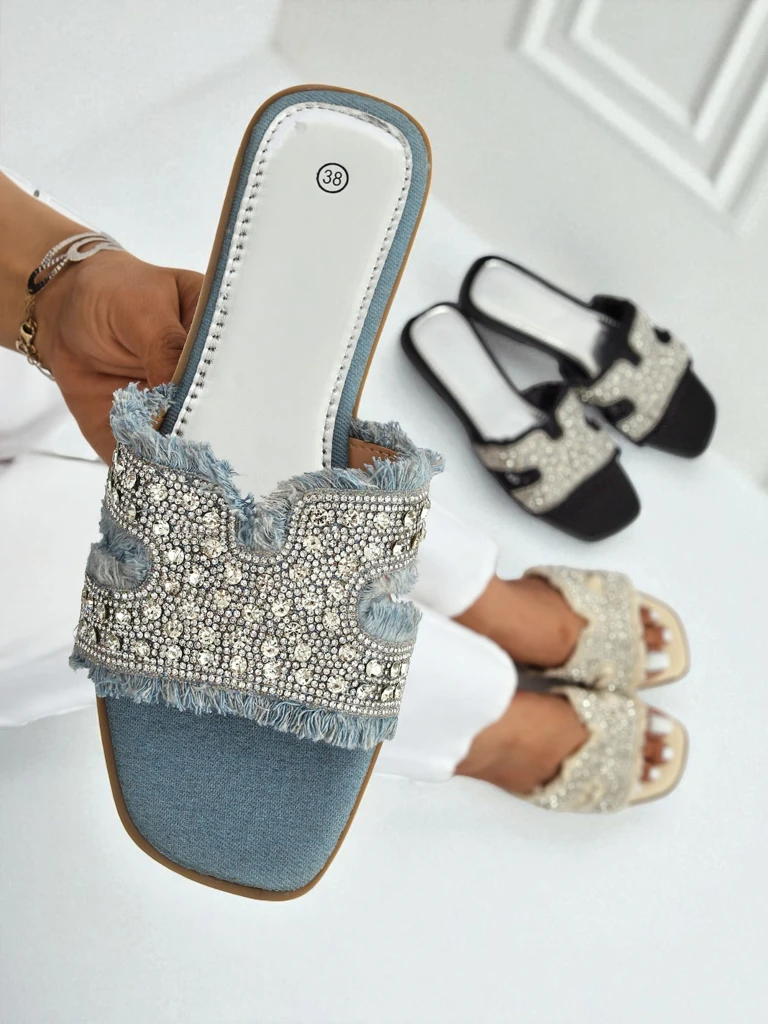 Royalfashion Дамски чехли с камъни CrystalEase