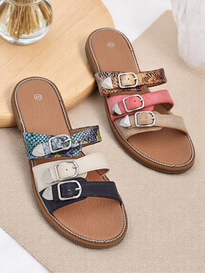 Royalfashion Дамски чехли на равна подметка Snake Chic