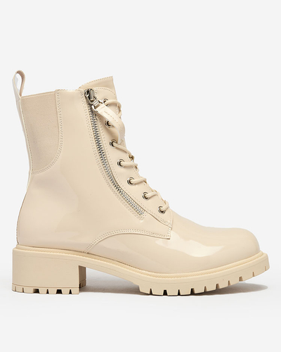 Royalfashion Бежови дамски ботуши от еко кожа Gaddaxa