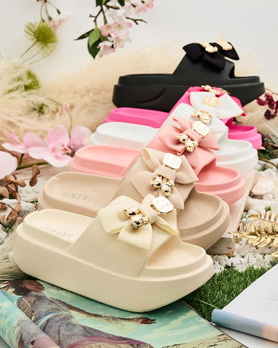 Royalfashion Дамски гумени джапанки с декоративна панделка Apis