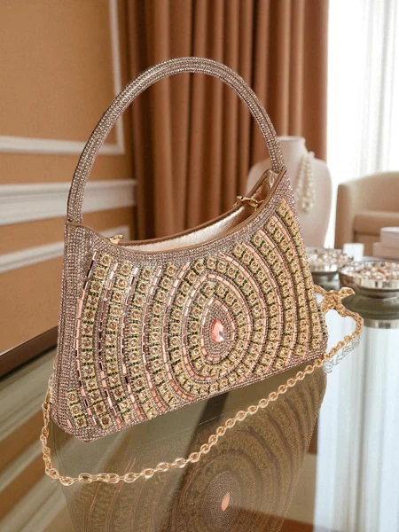 Royalfashion Дамска чанта тип клъч с цирконии Sova Glint