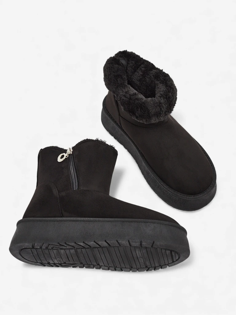 Дамски боти Aurora черни от екологична кожа за зимата