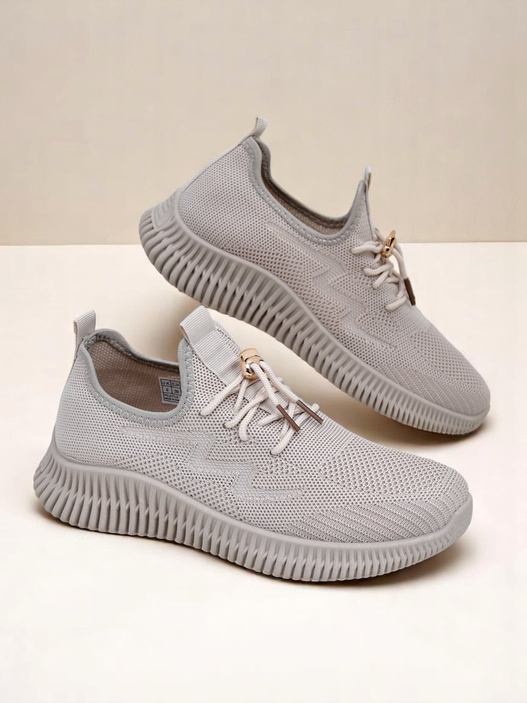 Aurelia Beige Royalfashion – Дамски бежови маратонки, плат, връзки