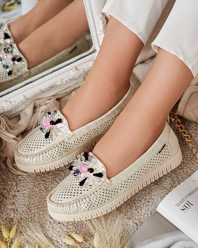 Royalfashion Дамски ажурни мокасини с мъниста Nasfali