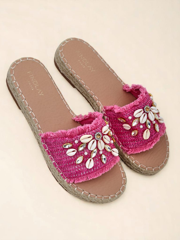 Дамски чехли Royalfashion Callista Фуксия на платформа с мидички