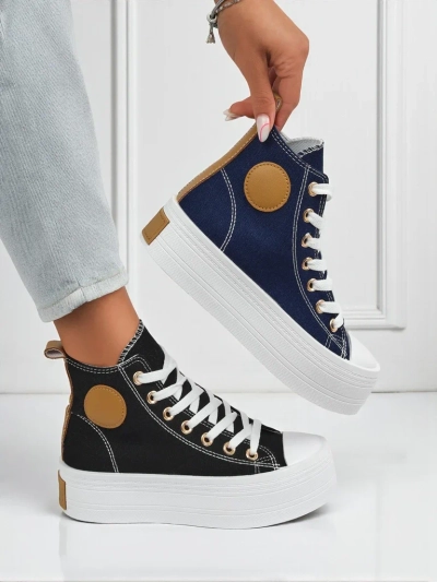 Дамски маратонки Callisto Nero на платформа, плат, черни, лято/есен