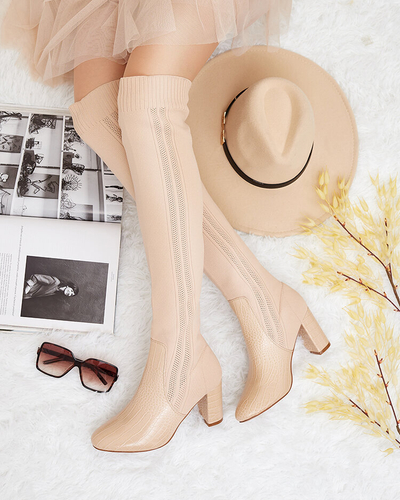 Royalfashion Дамски ботуши с приплъзване над коляното Nolera