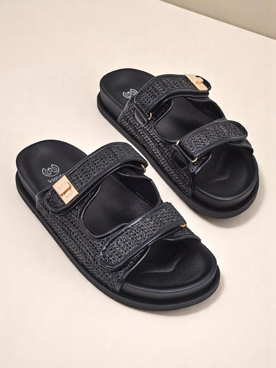 Royalfashion Дамски чехли с плетен дизайн Delibeli