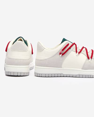 Дамски спортни маратонки в бяло и сиво с червени връзки Olierinc - Обувки