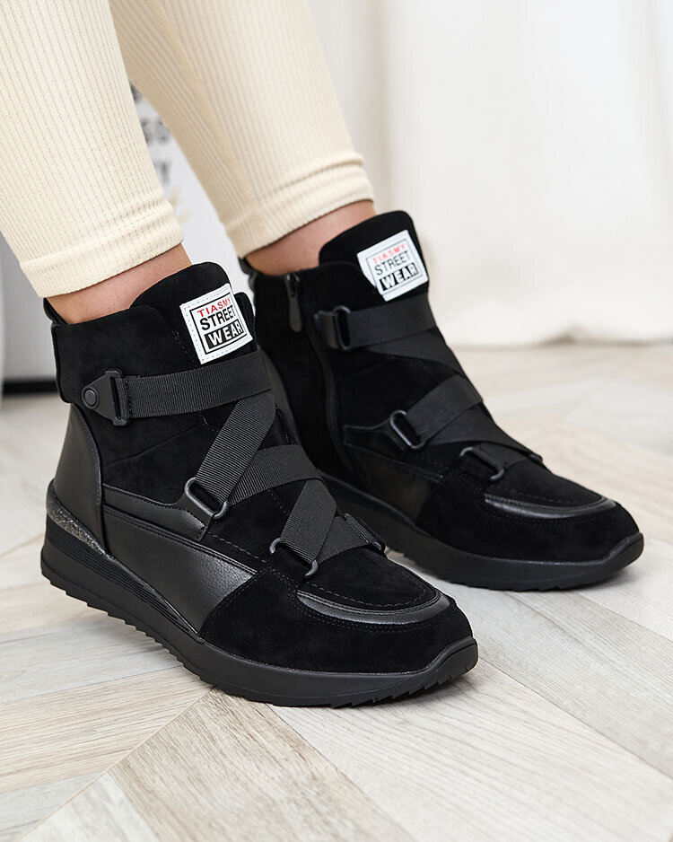 Royalfashion Черни дамски спортни ботуши Sattari