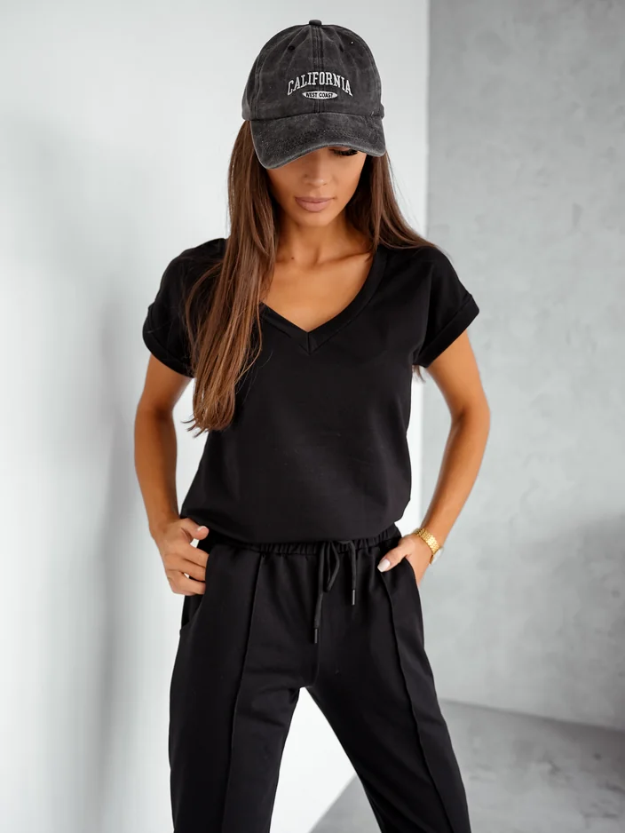 Royalfashion дамски памучен комплект с къси ръкави