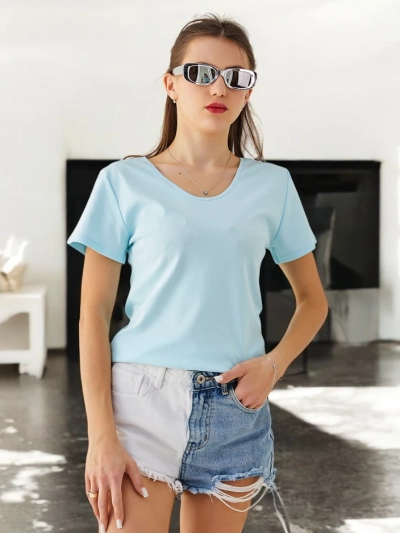 Royalfashion Дамска памучна тениска с дантела на гърба